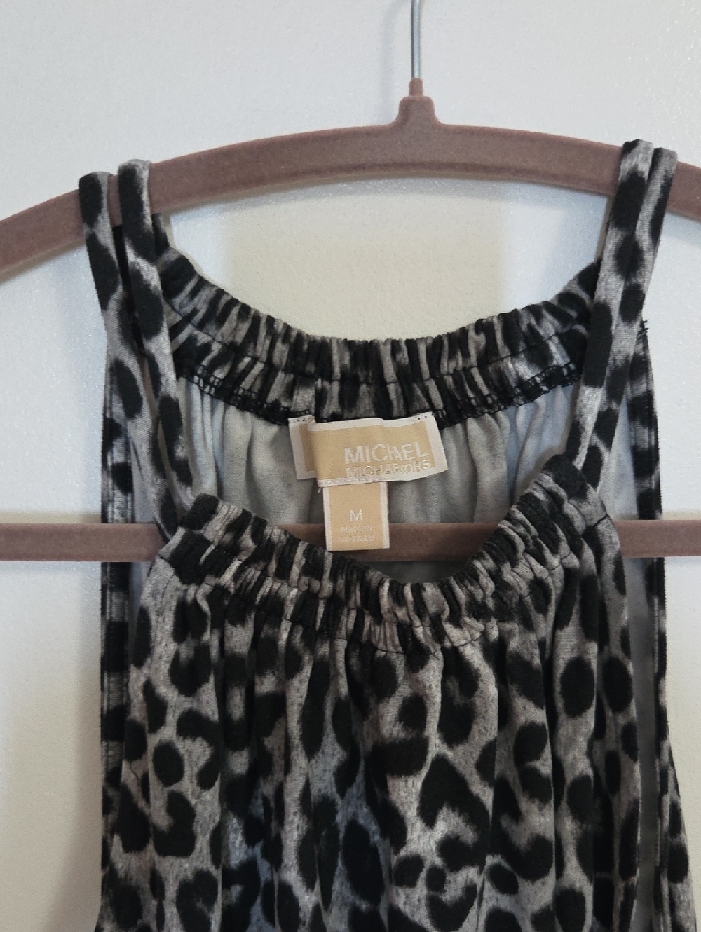 Michael Kors Black and Gray Leopard Halter Tank Medium - Picture 4 of 10